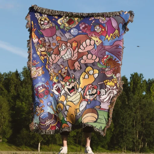 Mario Woven Tapestry Throw Blanket – Cute Wall Art, Room Decor, Picnic Mat, Perfect Collectible - Image 4