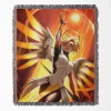 Overwatch Mercy woven tapestry throw blanket, featuring unique wall art and cozy home decor, ideal as the perfect gift for Overwatch fans.