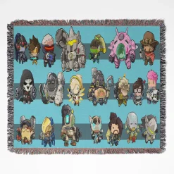 Overwatch woven tapestry throw blanket, offering epic wall rug design and room decor, perfect as a collectible accent for Overwatch fans.