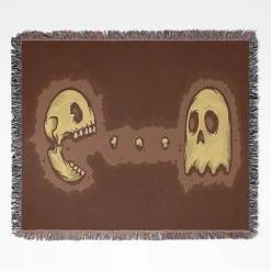 Pac-Man Retro woven tapestry throw blanket, featuring stylish wall rug design and room decor, perfect as a collectible item for Pac-Man fans.