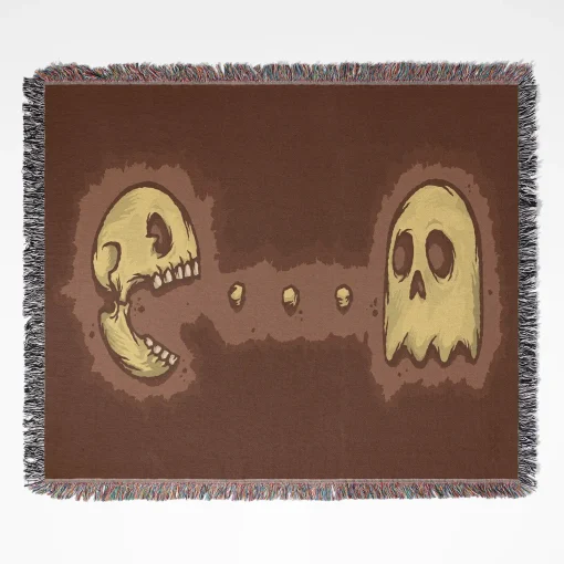 Pac-Man Retro woven tapestry throw blanket, featuring stylish wall rug design and room decor, perfect as a collectible item for Pac-Man fans.