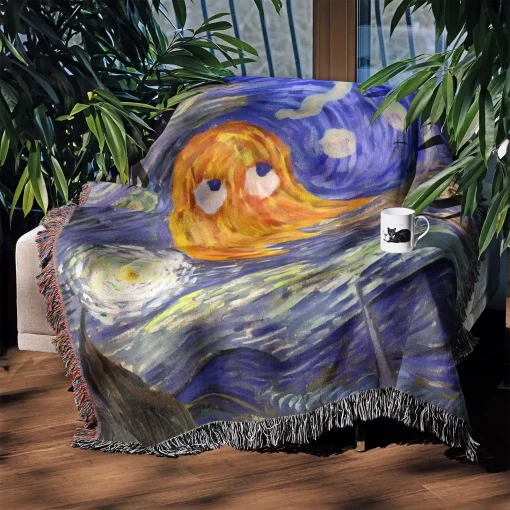 Pac The Starry Night Woven Tapestry Throw Blanket – Unique Wall Art, Cozy Room Decor, Home Decor Accent - Image 3