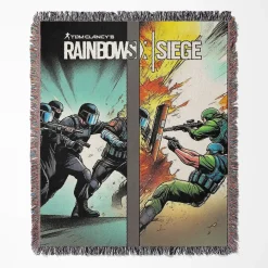 Rainbow Six Siege woven tapestry throw blanket, featuring stylish wall art and cozy room decor, making it the perfect gift for fans of Rainbow Six Siege.