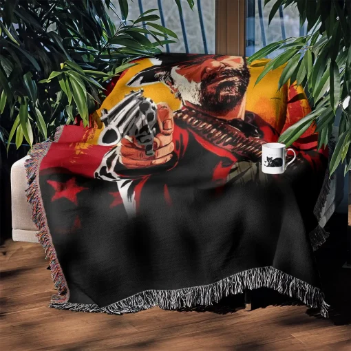 RDR Woven Tapestry Throw Blanket – Unique Wall Art, Cozy Room Decor, Collectible Accent - Image 3