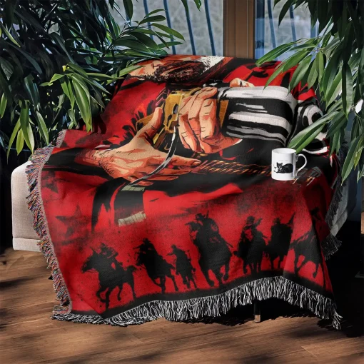 RDR Woven Tapestry Throw Blanket – Stylish Wall Rug, Room Decor, Collectible Merch - Image 3