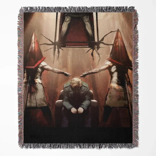 Silent woven tapestry throw blanket, offering dark wall rug design and room decor, making it a perfect collectible accent and home decor piece.