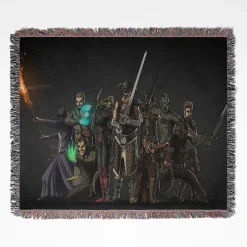 Skyrim woven tapestry throw blanket, featuring epic wall art design and cozy home decor, ideal as the perfect gift for Skyrim lovers.