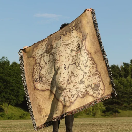 Skyrim Map Woven Tapestry Throw Blanket – Fun Wall Art, Room Decor, Picnic Mat, Cozy Home Decor - Image 3