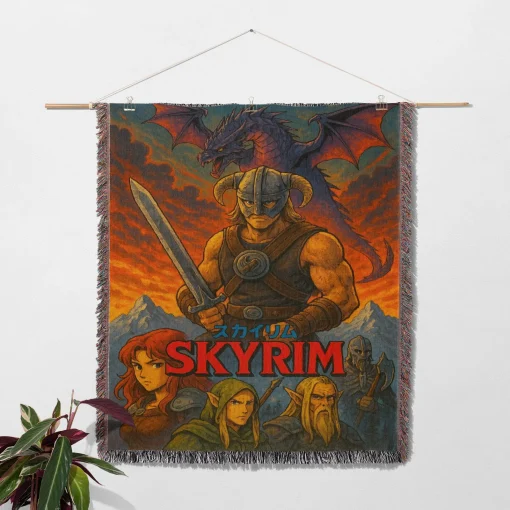 Skyrim Woven Tapestry Throw Blanket – Cool Wall Art, Room Decor, Home Decor, Collectible Gift - Image 2