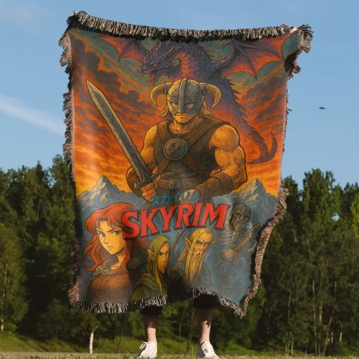 Skyrim Woven Tapestry Throw Blanket – Cool Wall Art, Room Decor, Home Decor, Collectible Gift - Image 4