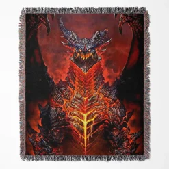 World of Warcraft Deathwing woven tapestry throw blanket, featuring cool wall rug design and room decor, ideal as a collectible accent for World of Warcraft fans.