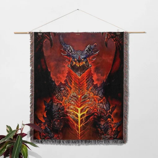 WOW Deathwing Woven Tapestry Throw Blanket – Cool Wall Rug, Room Decor, Collectible Accent - Image 2