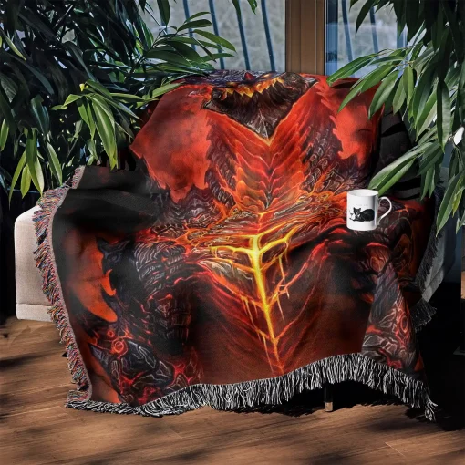 WOW Deathwing Woven Tapestry Throw Blanket – Cool Wall Rug, Room Decor, Collectible Accent - Image 3