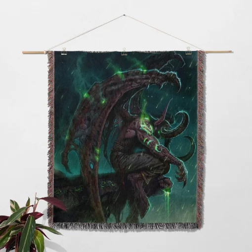 WOW Illidan Woven Tapestry Throw Blanket – Epic Wall Rug, Room Decor, Cozy Home Decor, Collectible - Image 2