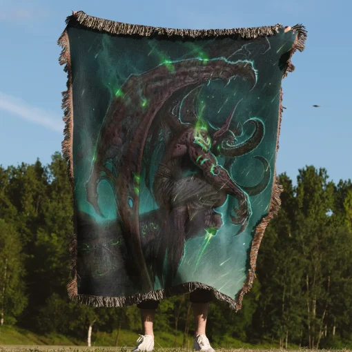 WOW Illidan Woven Tapestry Throw Blanket – Epic Wall Rug, Room Decor, Cozy Home Decor, Collectible - Image 4