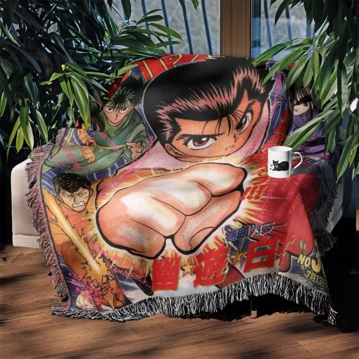 Yu Yu Hakusho Woven Tapestry Throw Blanket – Retro Wall Art, Cozy Room Decor, Collectible Accent - Image 3