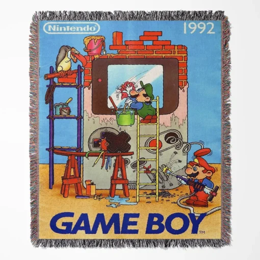 Mario woven tapestry throw blanket, designed as fun wall art and unique room decor, perfect for gaming fans and collectors.