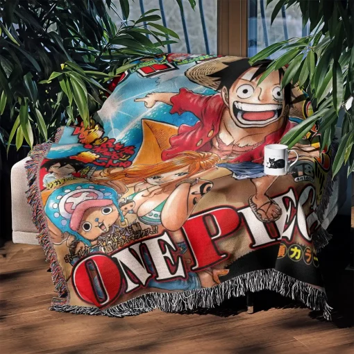 OP Manga Woven Tapestry Throw Blanket – Colorful Wall Rug, Cozy Room Decor, Perfect Gift - Image 3