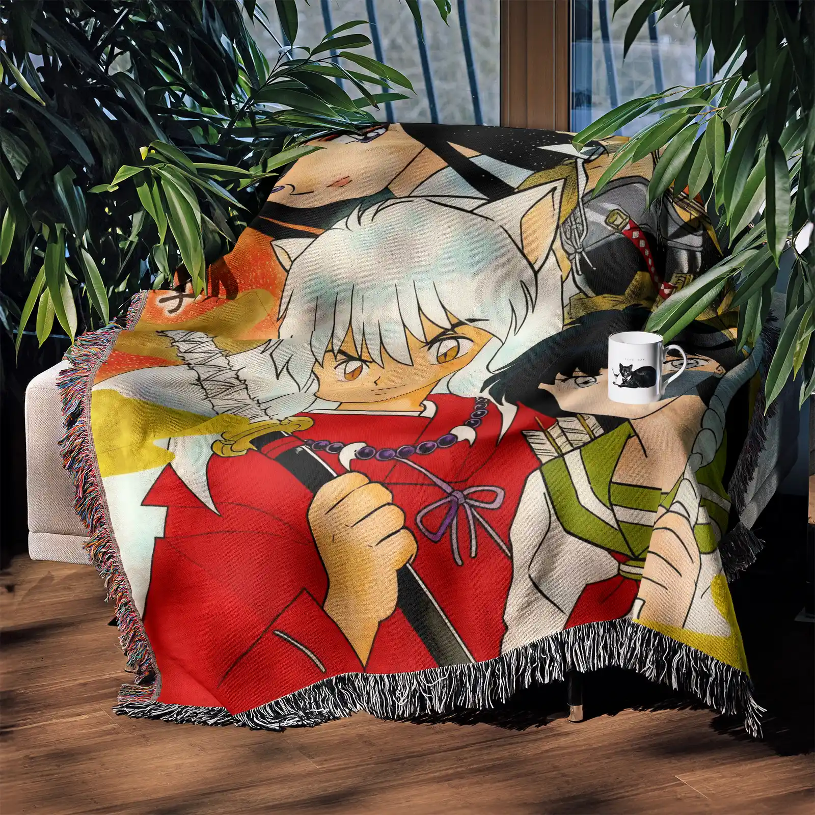 Inuyasha Comic Book Cover Woven Tapestry Throw Blanket – Vintage Wall Rug, Cool Room Decor, Perfect Gift - Image 3