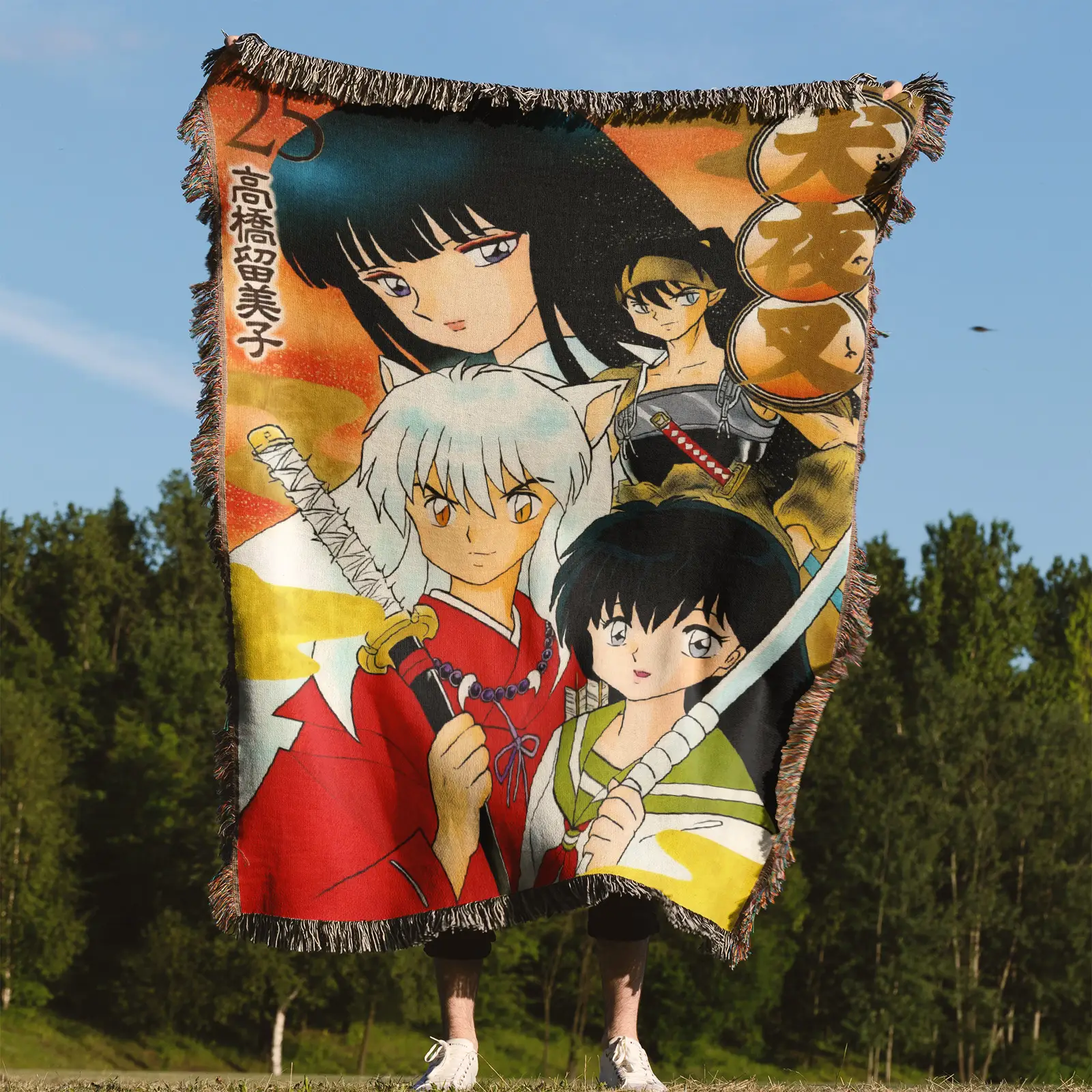 Inuyasha Comic Book Cover Woven Tapestry Throw Blanket – Vintage Wall Rug, Cool Room Decor, Perfect Gift - Image 4