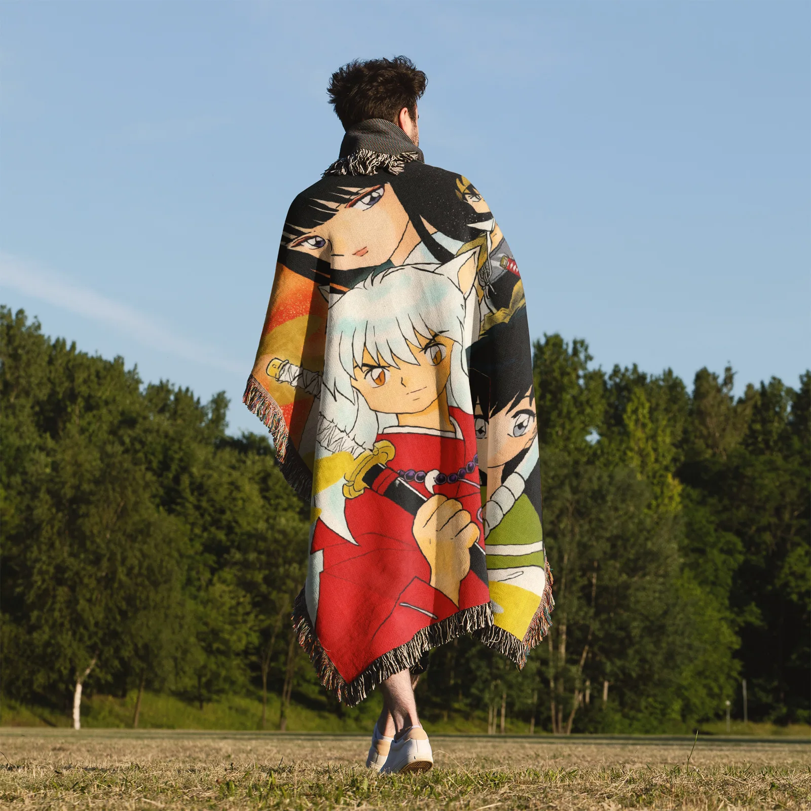 Inuyasha Comic Book Cover Woven Tapestry Throw Blanket – Vintage Wall Rug, Cool Room Decor, Perfect Gift - Image 5