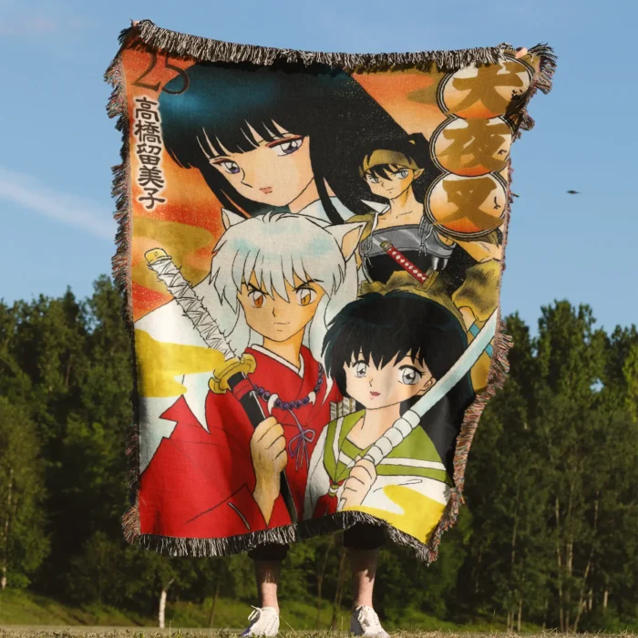 Inuyasha Comic Book Cover Anime Woven Tapestry Throw Blanket – Vintage Wall Rug, Cool Room Decor, Perfect Gift - Image 4