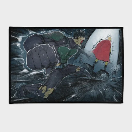 For fans of *One Punch Man*, this Mumen Rider rug adds a unique touch to your boys' bedroom or makes the perfect fan gift. It brings the heroic spirit of the character into your space.