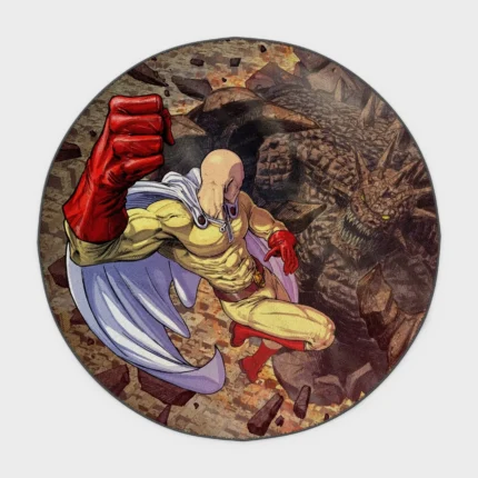 Step into the world of *One Punch Man* with this Saitama round rug. Perfect for gaming rooms or hero fan setups, it adds a cool, powerful vibe to any space.