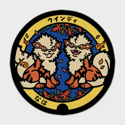 For fans of *Pokémon*, this Arcanine manhole cover round rug adds a unique touch to boys' rooms or home decor. Its fierce yet stylish design makes it a perfect addition to any fan’s space.