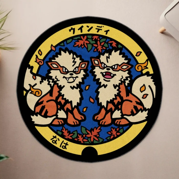 Arcanine Manhole Cover Round Rug – Unique Rug for Boys Room or Home Decor - Image 4