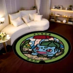 Bulbasaur Manhole Cover Round Rug – Cute Floor Mat for Kids Room or Cozy Setup - Image 2