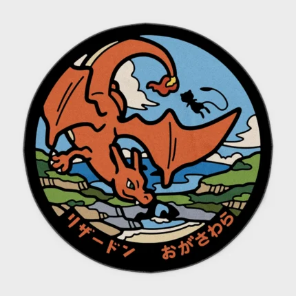 Bring the iconic *Charizard* into your space with this epic manhole cover round rug. Perfect for bedrooms or as a collector display, it adds a bold and fiery touch to your decor.
