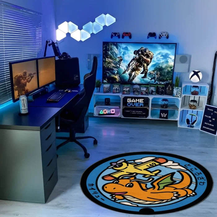 Dragonite Manhole Cover Round Rug – Cool Floor Mat for Game Room or Kids Room - Image 3