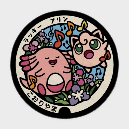 Add a fun and cozy vibe to your girls' room or setup with this Jigglypuff manhole cover round rug. Perfect for anime fans, it brings a playful and comforting atmosphere to your space.