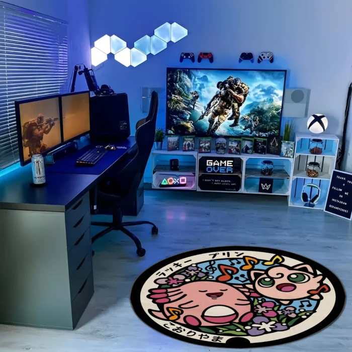 Jigglypuff Manhole Cover Round Rug – Fun Anime Rug for Girls Room or Cozy Setup - Image 3