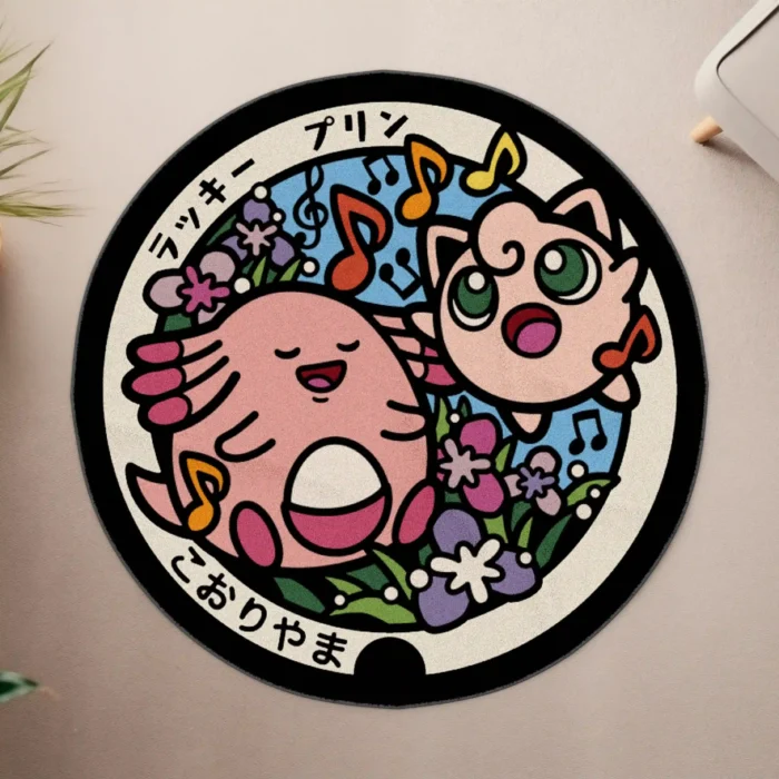 Jigglypuff Manhole Cover Round Rug – Fun Anime Rug for Girls Room or Cozy Setup - Image 4