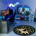 Leafeon Manhole Cover Round Rug – Stylish Carpet for Bedroom or Otaku Decor - Image 3