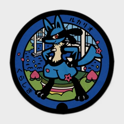 Step into the world of *Pokémon* with this Lucario manhole cover round rug. Perfect for gaming rooms or as a fan gift, it adds a cool and powerful vibe to your space.