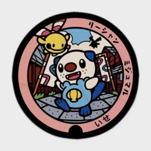 Add a cute touch to your kids' room or home decor with this Oshawott manhole cover round rug. Perfect for fans of *Pokémon*, it adds a playful and adorable vibe to any space.