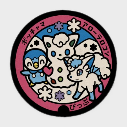 Bring the adorable *Piplup* to life with this manhole cover round rug. Perfect for bedrooms or as a gift, it adds a cute and playful touch to your space.