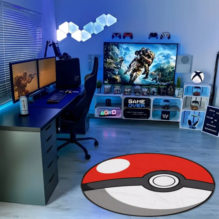 Pokeball Round Rug – Classic Carpet for Kids Room or Gaming Setup - Image 3