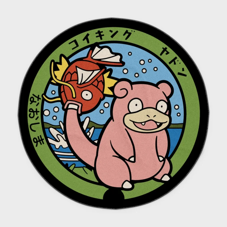 Step into the world of *Pokémon* with this Slowpoke manhole cover round rug. Ideal as a gift or fan decor, it adds a fun and quirky touch to any room.