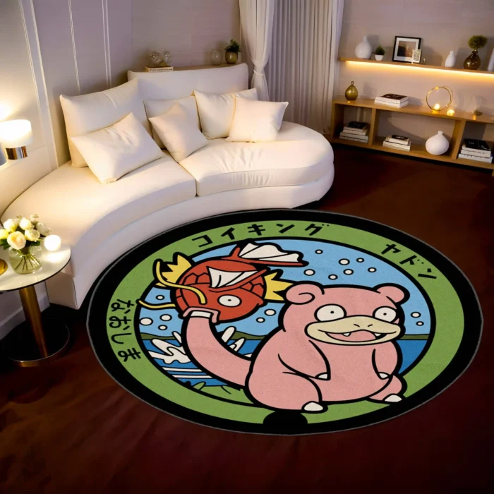 Slowpoke Manhole Cover Round Rug – Cool Rug for Gift or Fan Decor - Image 2