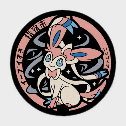 Add a cute touch to any room with this Sylveon manhole cover round rug. Ideal for girls' rooms or home decor, it brings a playful and charming vibe to your space.