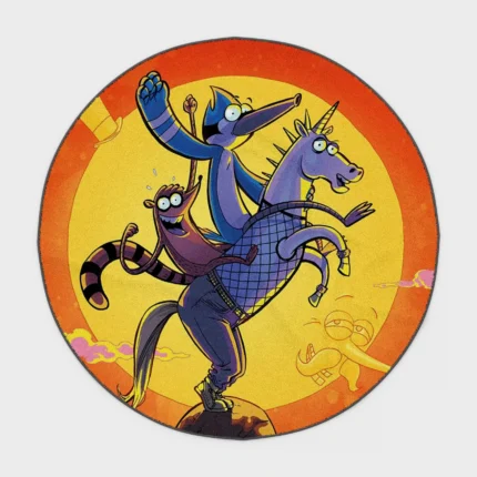 Add some style and nostalgia with this Regular round rug. Perfect for an otaku room or retro setup, it features a classic cartoon vibe that adds character and warmth to your living space.