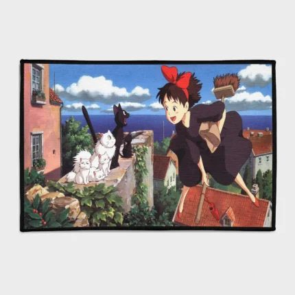 Step into the world of *Kiki's Delivery Service* with this unique rug. Ideal for bedroom setups or as a gift for anime fans, it adds a charming and nostalgic vibe to your space.