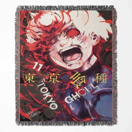 Tokyo Ghoul woven tapestry throw blanket, designed as a stylish wall rug and unique room decor, an ideal gift for anime fans and collectors.
