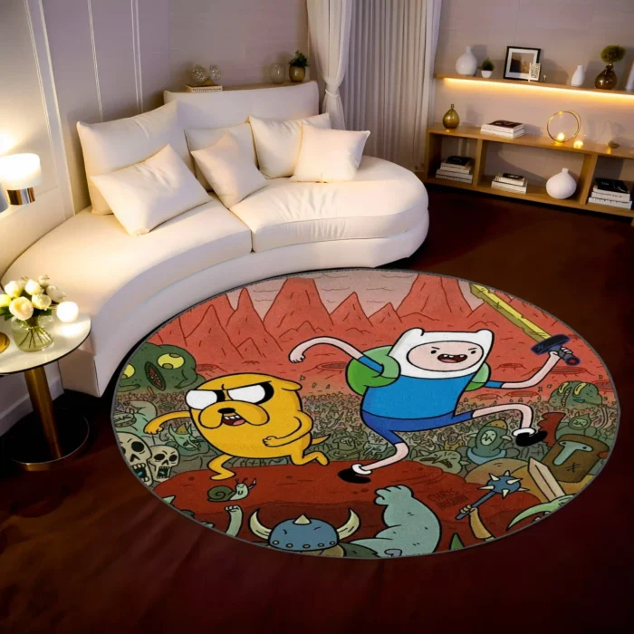 Adventure Cartoon Round Rug – Fun Cartoon Decor for Kids or Gamers - Image 2