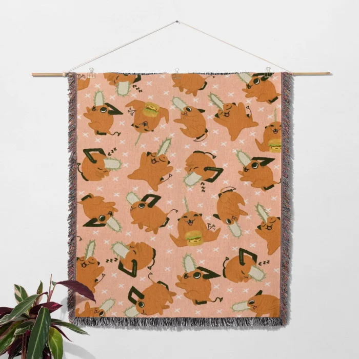 CSM Pochita Woven Tapestry Throw Blanket – Cute Room Decor, Cozy Throw & Wall Rug - Image 2