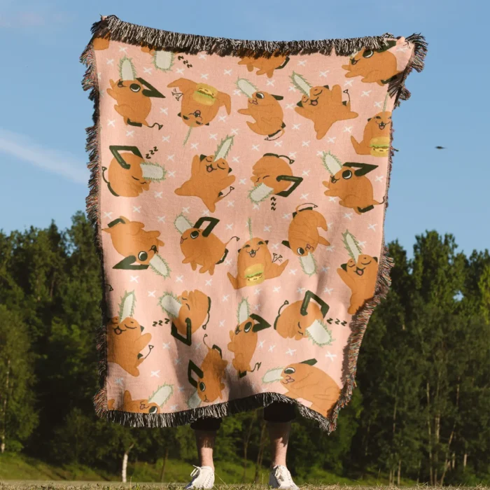 CSM Pochita Woven Tapestry Throw Blanket – Cute Room Decor, Cozy Throw & Wall Rug - Image 4